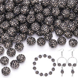 100 pcs 10mm Rhinestone Beads for Jewelry Making, Hematite Shiny Round Shamballa Disco Beads Bulk, Sparkle Crystal Clay Christma