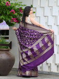 Sugathari Womens Banarasi Saree Pure Kanjivaram Silk Saree Soft New Ladies 2023 Design Wear Pattu Sarees Latest Party Sari Collections With Blouse Piece For Wedding Sadi (San Pari-182 Purple)