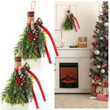 Jenaai 2 Pcs Yule Decorative Broom 6.7 Inch Pagan Christmas Decor Mini Witch Broom Handmade Pagan Broomstick with Crystal Holly 