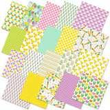 HunnmingRe 20 Pcs 10''x10'' Easter Tulips Quilting Fabric Square Bundle Cartoon Bunny Precuts Quiltted Fabric Carrots Chick Prin
