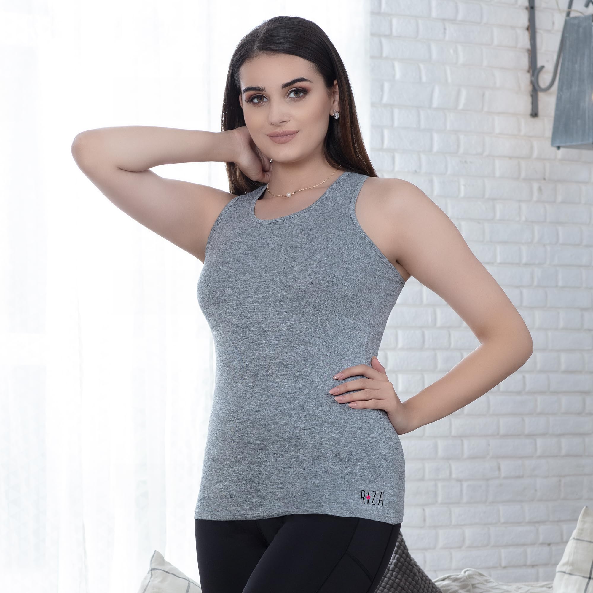 Trylo Camisole Racer Back - Grey - L,GREY,,B0BYZ3HRP3