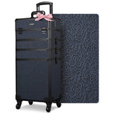 BYOOTIQUE 4in1 Professional Makeup Train Case Organizer on Wheels Cosmetology Rolling Travel Storage Nail Tech Cart Hairdressing