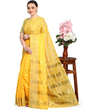 Gosriki Women'S Cotton Striped Printed Saree With Blouse Piece (Yellow),Yellow,,B08XW32HB8