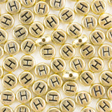 Yiizzxin 200Pcs Round Ancient Gold Letter H Beads,4x7mm Flat Letter-H Bead for Bracelets,Alphabet Beads for Jewelry Making DIY N