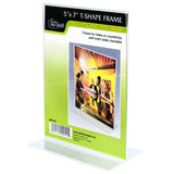 NuDell 5 x 7 Table Top Double Sided TBase Freestanding Sign Display Frame, Clear