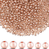 LAIDANLA 1500pcs Rose Gold Spacer Beads 3 Sizes Smooth Round Rose Gold Beads Bulk for Stackable Bracelets DIY Jewelry Making Nec
