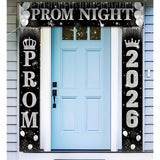 SmoothNovelty 3 Pcs Prom Night Decorations 2026 Graduation Party Supplies Sliver Glitter Prom Send off Banner Porch Sign Backdro