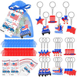 24 Set Independence Day Gifts for Boy 4th of July Keychain Gift Set with Gift Tags and USA Organza Bags for Woman Fourth of July
