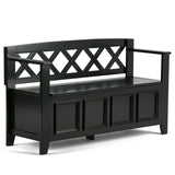 SIMPLIHOME Amherst Entryway Storage Bench - 48 inch Wide Solid Wood Hallway Seat in Black, Transitional Bench for Entryway or Li