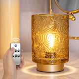 ULAROOM Battery Operated Small Cordless Table Lamps with Remote Control, Dimmable Brightness Wireless Lamp with Timer, Glass Bat