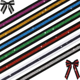 NUVCELKA Black Gold Glitter Ribbon 5/8 Grosgrain 7 Pack 14 Yards Sparkle Stripe for Cheer Bows Homecoming Mums Gift Wrapping Cra