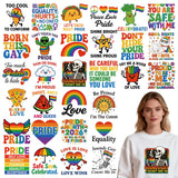 Shejdgart Pride Iron on Patches for T-Shirts - 30 Pcs Dtf Transfers Ready to Press, LGBTQ Iron on Transfer Stickers, Rainbow Hea