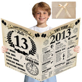 Uiorgui Large 13th Birthday Cards for Boys Girls, Vintage 2013 Happy 13th Birthday Greeting Card with Envelope Jumbo Thirteen Gu