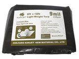 Hanjet Heavy Duty Tarp 9 Mil Outdoor Ultra-Light Multi-Purpose Waterproof Reinforced Durable Rip-Stop Tarps with Grommets - 8 x 