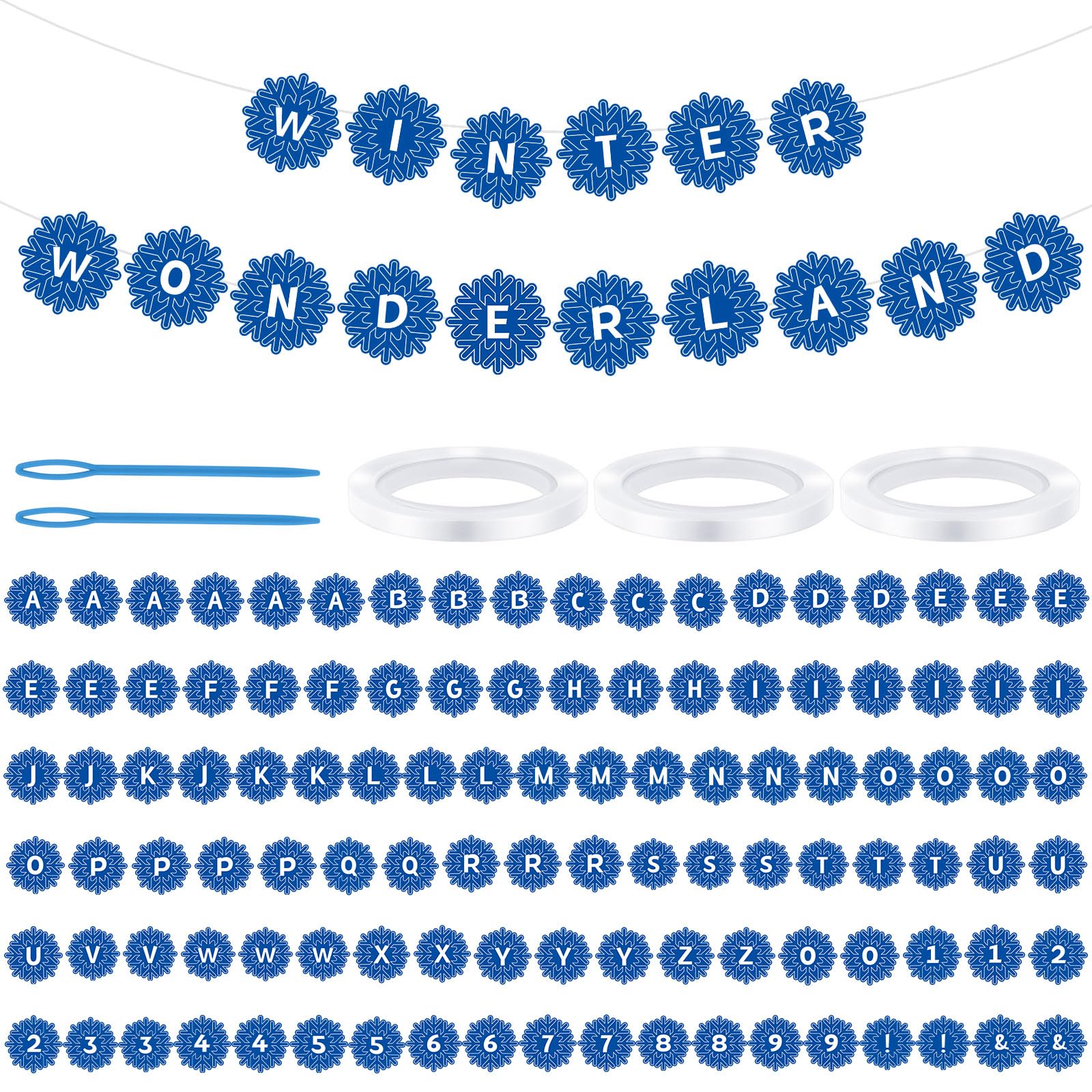 Kosiz 116 Pcs DIY Letter Custom Banner Customizable Banner Kit Winter Snowflake Letter Garland Including 111 Letters Numbers 3 R