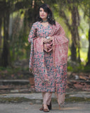 Gosriki Women'S Cotton Blend Printed Straight Kurta With Pant & Dupatta (Moringa Green-Gs_M_Green_Medium),Green,,B0CZPCL1BL
