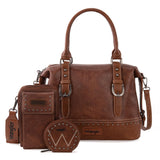 Wrangler 3Pcs Doctor Bag Set for Women, Top Handle Satchel Purse Barrel Handbags Cell Phone Purse Leather Hobo Bags WG48S-S5110B