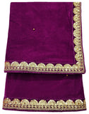 Navti Creations WomenS Stole Dupatta In Velvet With Semi Circle Design Border (Length 2.25M, Width75Cm) (Purple (Faalsa))