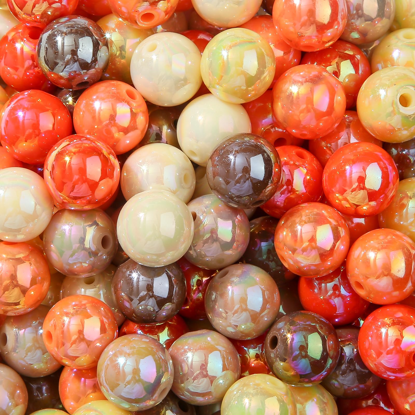 ANCADN 16mm Acrylic Beads 100pcs Ab Thanksgiving Color Bead Chunk Bubblegum Beads for Pens for Necklace Jewelry Bracelets DIY Cr