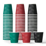 MUCHII 10 oz Insulated Paper Coffee Cups, 120 Count, Multicolor, Disposable, Ripple Design for Hot Drinks