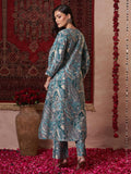 Gosriki Women'S Rayon Blend Anarkali Printed Kurta With Palazzo (Marco Teal-Gs_M_Teal Blue_Medium),Teal Blue,,B0DRNNFCPL