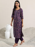 Libas Women'S Silk Blend Kurta Set (400342 Purple S