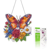 VAIIEYO Butterfly Diamond Art Hanging Ornament, Flower Diamond Painting Suncatchers Window Hanging Kit with Chain, 7.5x7.5 inch 