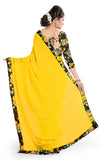 Oomph! Womens Printed Chiffon Sarees - Butter Yellow