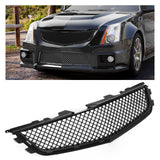 HECASA Front Upper Grille Compatible with 2008-2014 Cadillac CTS-V CTSV Coupe/Wagon/Sedan Mesh Grill Shell Painted Black