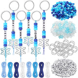 Landical 564 Pcs Snowflake Keychain Making Kit DIY Bead Key Chain Set Christmas Winter Charm Adjustable Letter Bead Craft Xmas G