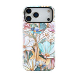 QLTYPRI Flower Case for iPhone 17 Pro, Aesthetic Cute Floral Phone Case for Girls Women, Protective Hybrid 2-Layer Hard Shell Si