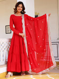 Wedani Georgette Sequins Work Anarkali Kurta Set For Women Red,Red,L,Georgette,Anarkali,
