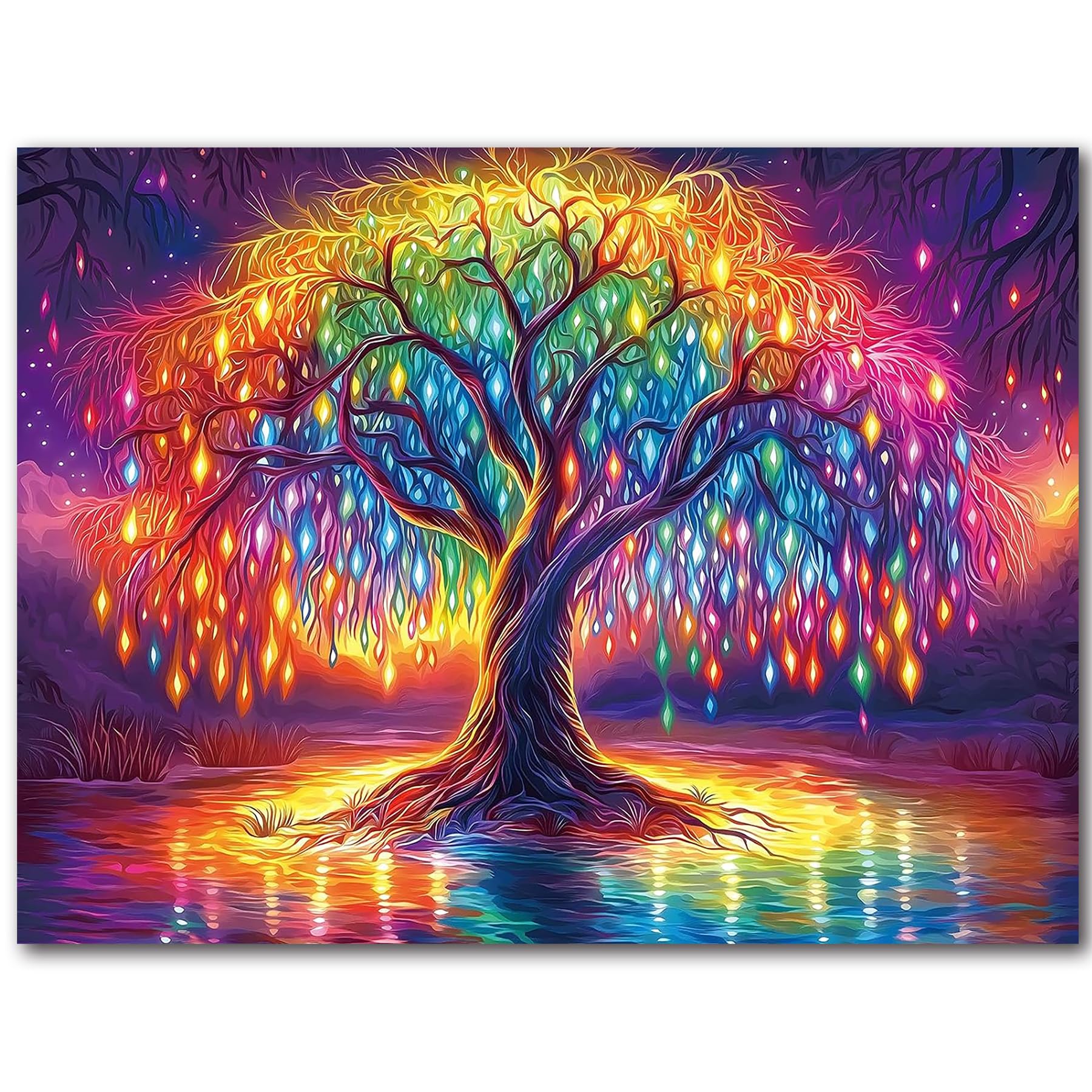 igoodom Tree of Life Diamond Art Kits for Adults, Color Tree Diamond Painting Kit, Full Drill Round Diamond Art Kits, DIY Gem Ar