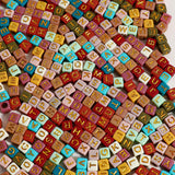 1200pcs 6 6mm Alphabet Beads Colorful Cube Acrylic Gold Letter Beads, for Bracelets and Jewelry Making