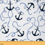 Nautical Anchor Outdoor Fabric by The Yard,Watercolor Painting Print Fabric by The Yard for Teens Craft Lover,Ocean Adventure Th
