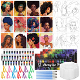 Sherr 108 Pcs 12 Set Pre Drawn Canvas Painting Kit 8 x 10 Sip and Paint Kit Gift for Adults Pre Printed Canvas DIY Art Party
