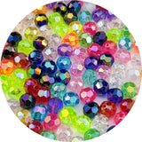Pinhoollgo 300pcs 8mm Acrylic Faceted Round Beads AB Colors Glossy Acrylic Beads Round Spacer Beads with Hole for DIY Bracelet N