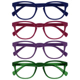 OPULIZE POP Reading Glasses for Women Men,Scratch Resistant Round Matt Frame with Spring Hinges, Blue, Pink, Purple, Green +2.50