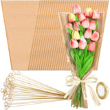 Jansun 48 Pieces Bouquet Wrapping Paper, Floral Wrapping Sleeves Flower Bags with 48 Pieces Card Holder Roll for Wedding Birthda