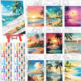 Blosssound 10 Set Pre Printed Canvas Pre Drawn Canvas Painting with Easel Kits 5 x 7 Outline Painting Panels for Beginners, DIY 