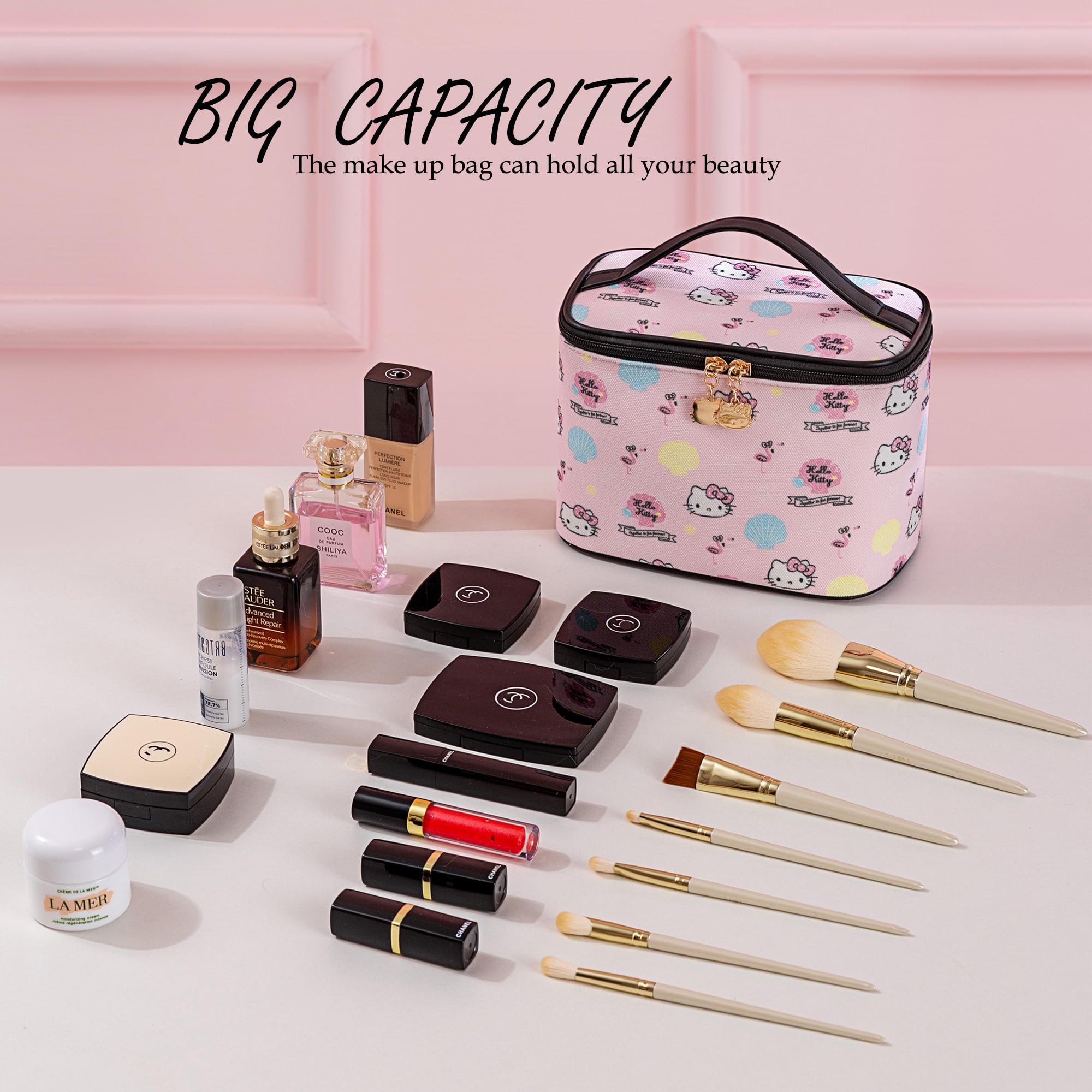 AmBealla Make up Bag Travel Cosmetic Bags Brush Holder Zipper Pouch Case Organizer Cute Organizer Suitable for Purse for Women (