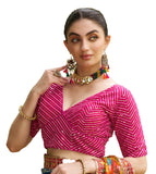 Pujia Mills Womens Fancy Readymade Half Sleeve Sequins Saree Blouse (Pink, 36)