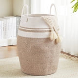 Fiona's magic 105L Extra Large Laundry Hamper Basket, Woven Tall Clothes Hamper for Storage Blanket, Toys and Dirty Cothes in Be
