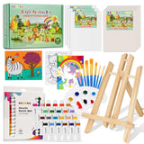 ACGASK 43 Pieces Acrylic Painting Kits for Kids,Non Toxic Arts Supplies and Paint Set for Kids with 6 Canvas Panels,24 Color Pai