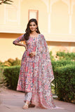 Fashion Basket Women'S Georgette Anarkali Kurta Set With Duptta For Women (In, Alpha, L, Regular, Beige-1)