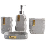 Hymmah Bathroom Accessories Set,Marble Design Toothbrush Holder,Farmhouse Bathroom Decor,4 Pcs Resin Gift Set Apartment Necessit