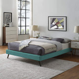 CasaFoyer Loryn Platform Bed | Solid Wood Frame | Polyester Upholstery | Tapered Legs | No Box Spring Needed | Teal
