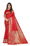 Sugathari Womens Banarasi Saree Pure Kanjivaram Silk Saree Soft New Ladies 2023 Design Wear Pattu Sarees Latest Cotton Party Sari Collections With Blouse Piece For Wedding Sadi (Pari S-1 Red)