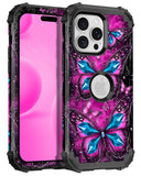 Hekodonk for iPhone 15 Pro Max Case,Glow in The Dark Three Layer Heavy Duty Shockproof Protection Hard Plastic+Soft Silicone Ful