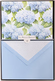 Graphique Hortensia Designer Cards Luxe Collection, Silver Foil Embossed Stationery Boxed Set, 10 Blank Cards with 11 Envelopes, All Occasion Greetings, 5.25" x 3.8"